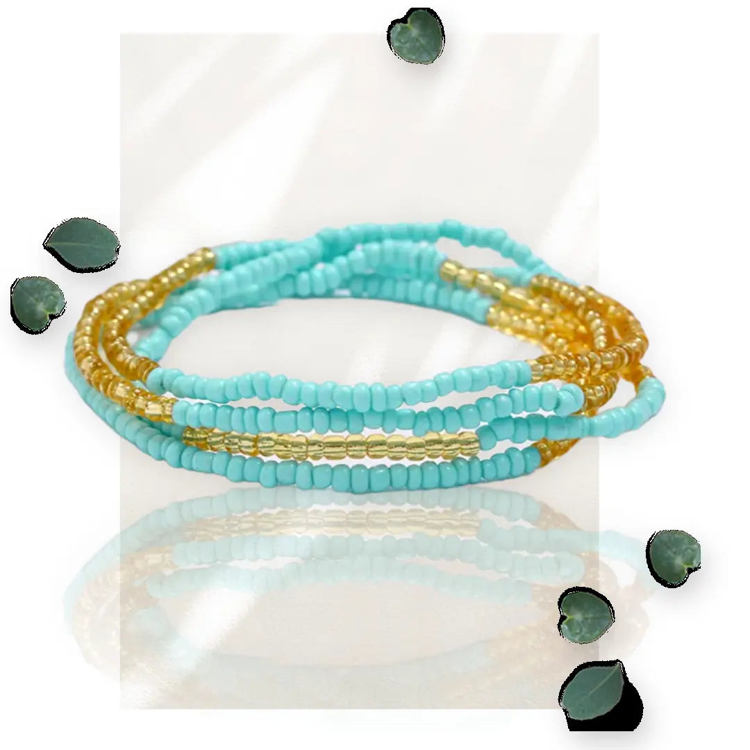 Blue Gold Stone  Waist Beads WearMSW