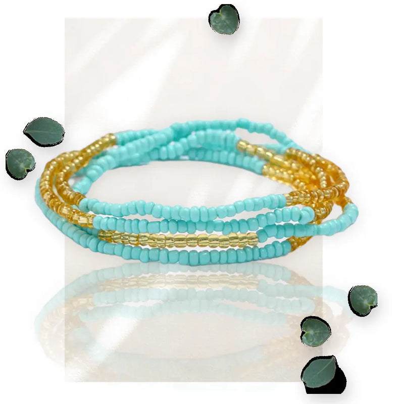 Blue Gold Stone  Waist Beads WearMSW