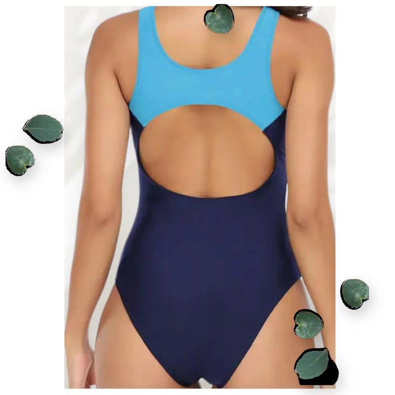 Women’s Color Blocking Sporty One-Piece Swimsuit Makuwa Swim Wear