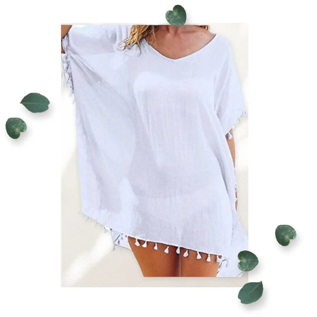 Women’s White Tassels Beachwear Summer  Cover Up WearMSW
