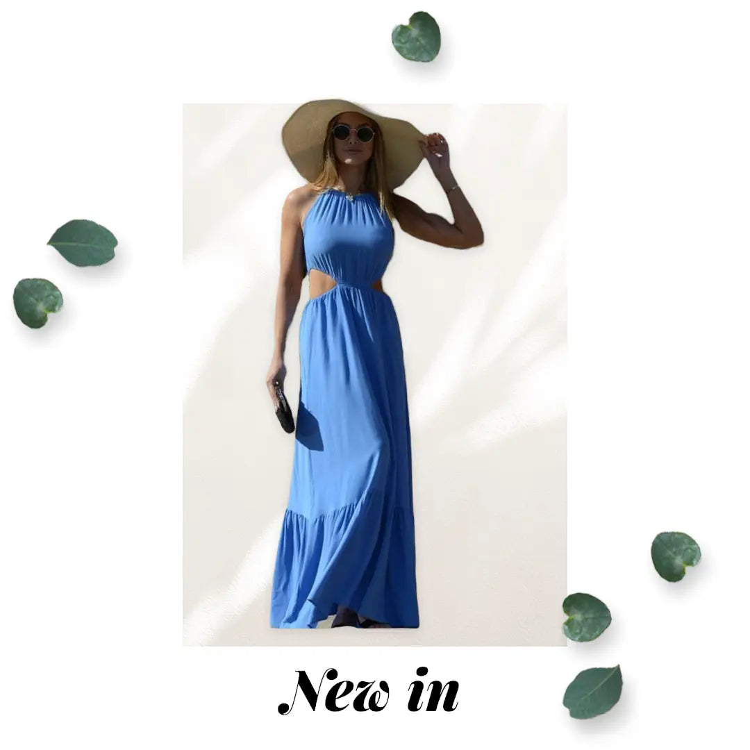 Women Blue Cutout Woven Maxi Dress Makuwa Swim Wear LLC