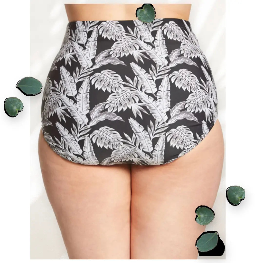 Club Swim Caribbean Palms Plus Size Ultra High Waist Swim Brief Bottom Club Swim