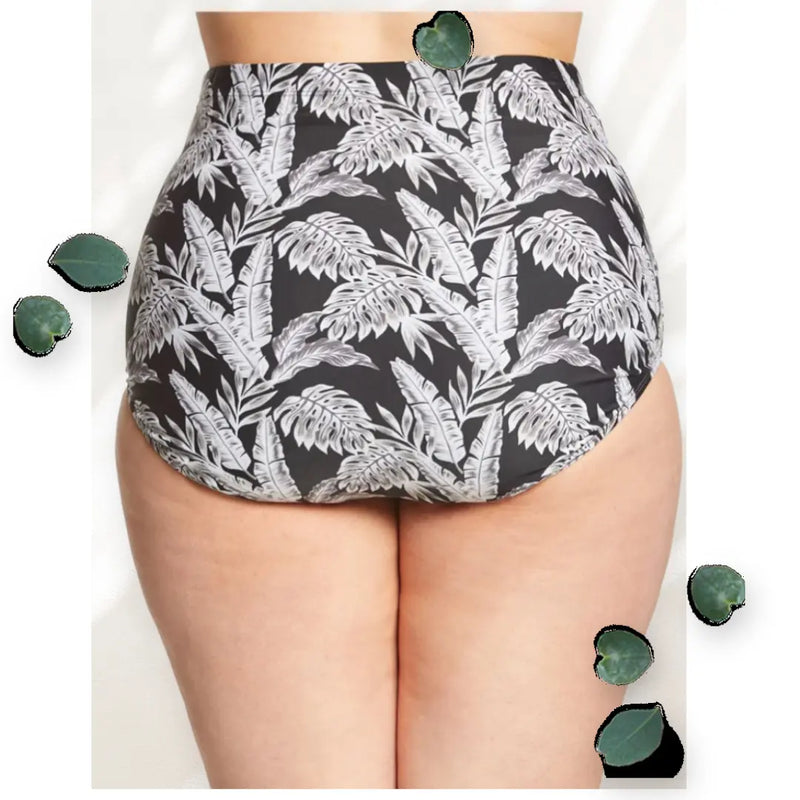 Club Swim Caribbean Palms Plus Size Ultra High Waist Swim Brief Bottom Club Swim