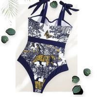 Blue Vintage Print Underwire Swimwear Makuwa Swim Wear