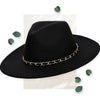 SDH Women's Faux Felt Fedora W/ Gold Chain Trim Hat WearMSW