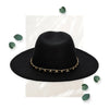 SDH Women's Faux Felt Fedora W/ Gold Chain Trim Hat WearMSW