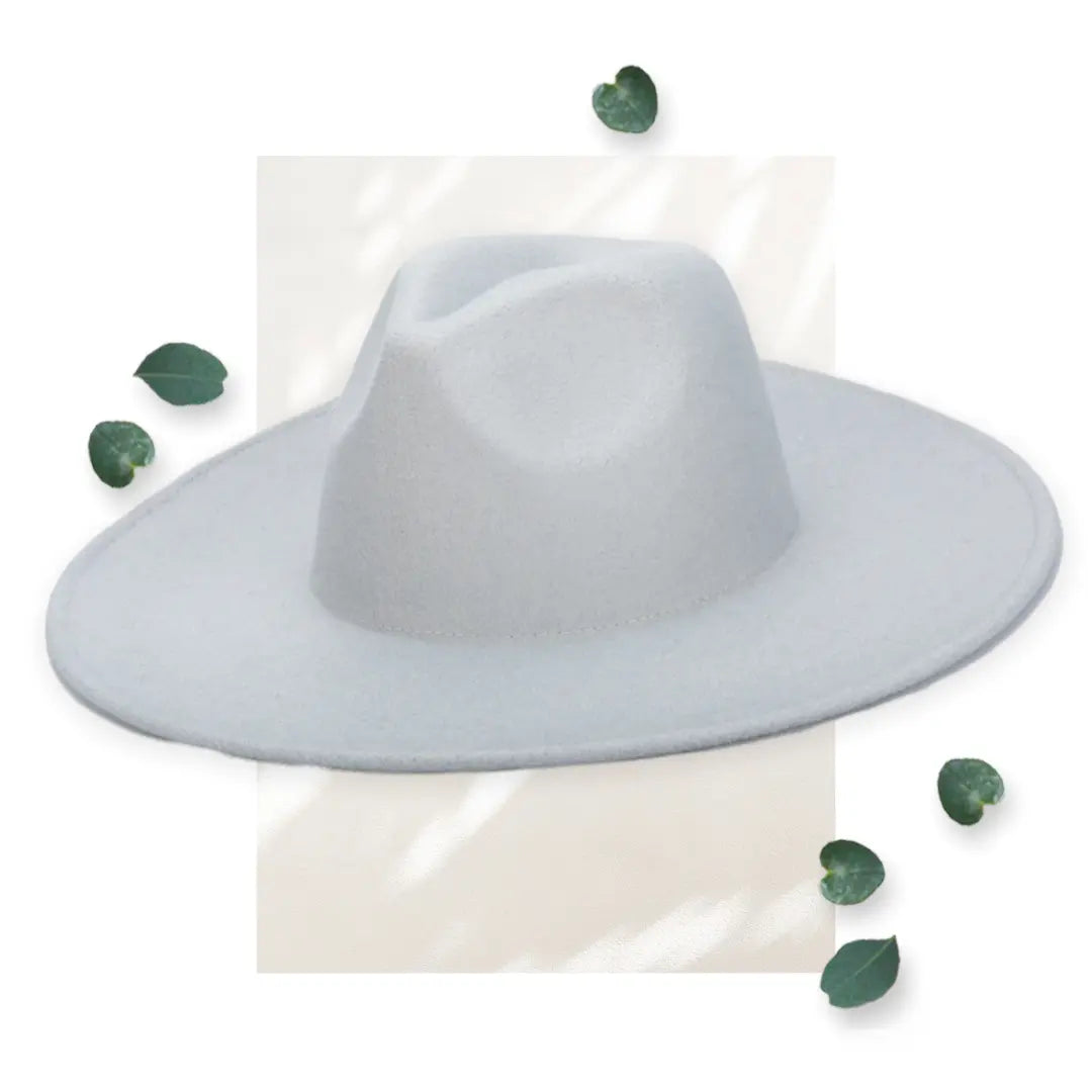 SDH Women's Light Blue Faux Felt Wide Brim Fedora WearMSW
