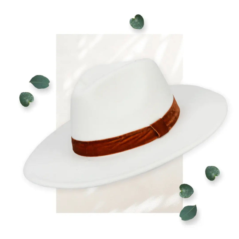 SDH  Women's Faux Felt Fedora W/ Velvet Band Hat Makuwa Swim Wear