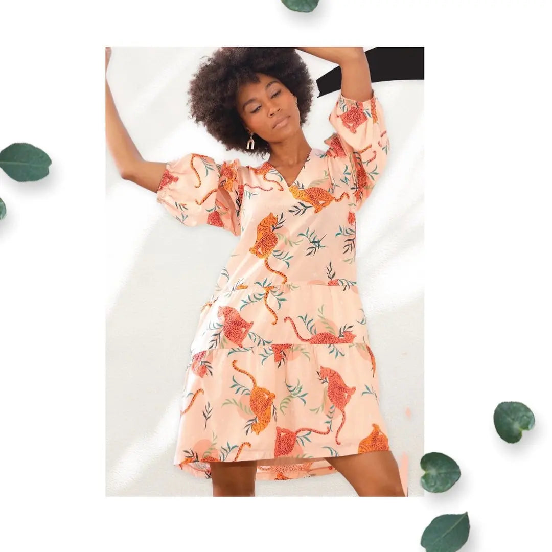 Women’s Puffed Sleeve V-neck Midi Tunic Makuwa Swim Wear LLC