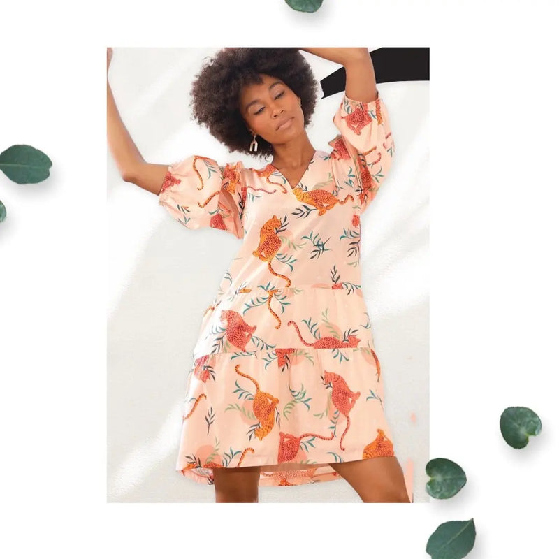 Women’s Puffed Sleeve V-neck Midi Tunic Makuwa Swim Wear LLC