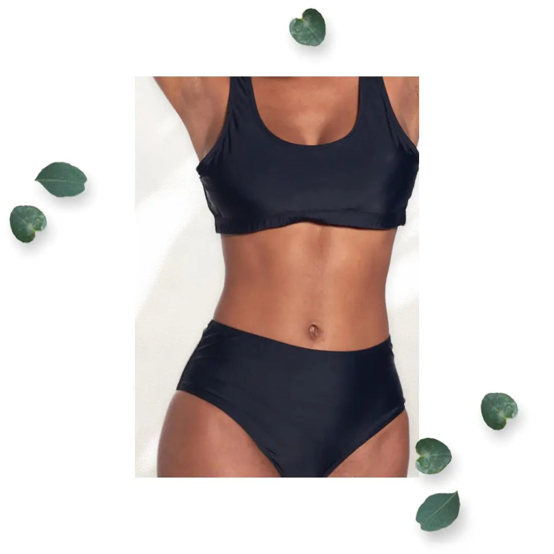 CG Women’s Black Sporty Top  Bikini Set Cover Girl