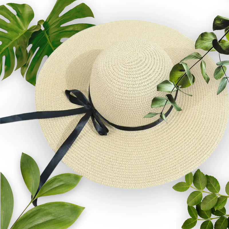 Floppy Board Brim  Women Fordable Bowknot Straw Hat Outdoor Research