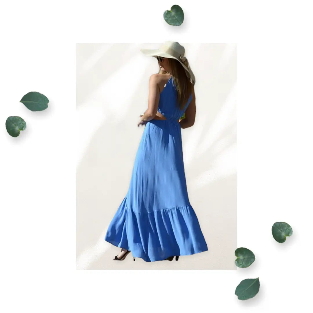 Women Blue Cutout Woven Maxi Dress Makuwa Swim Wear LLC