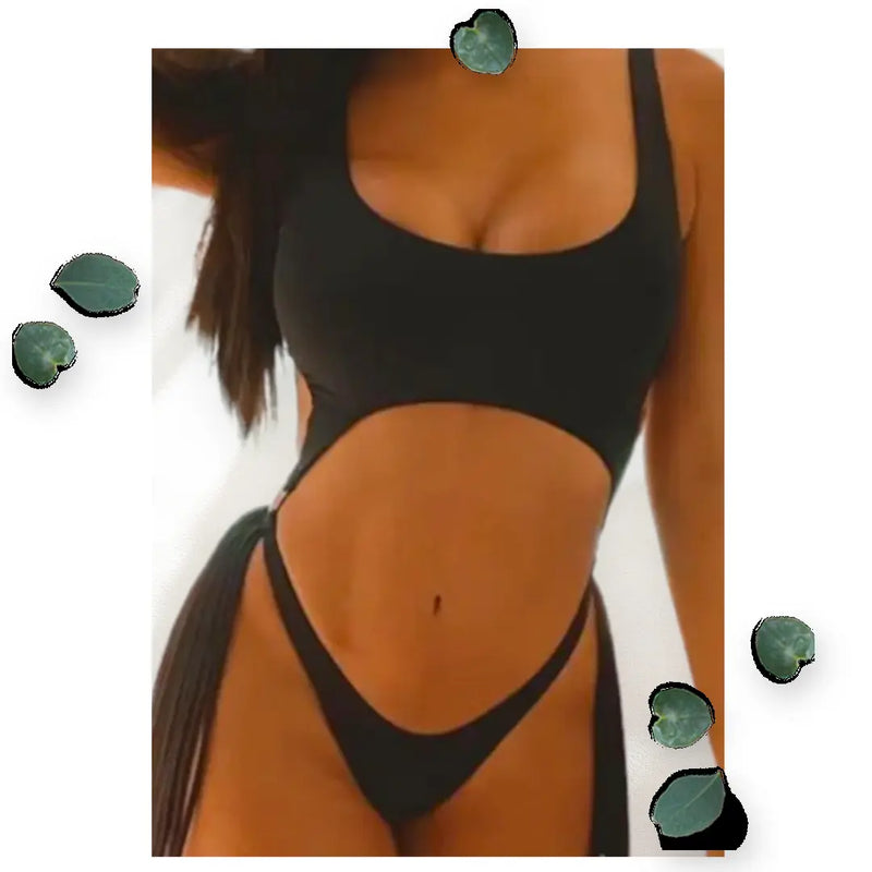 Neon Pink Cut out two tone  One Piece Swimsuit Makuwa Swim Wear